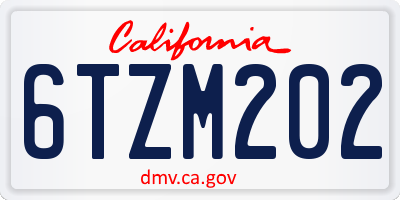 CA license plate 6TZM202