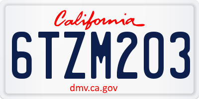 CA license plate 6TZM203