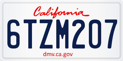 CA license plate 6TZM207