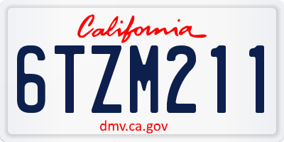 CA license plate 6TZM211