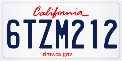 CA license plate 6TZM212