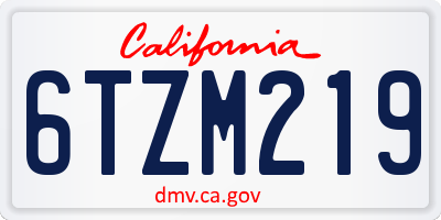 CA license plate 6TZM219