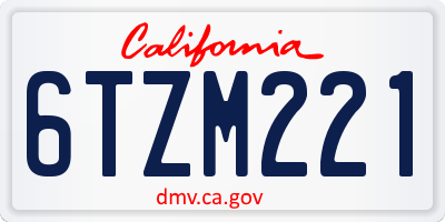 CA license plate 6TZM221