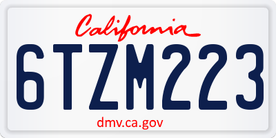 CA license plate 6TZM223