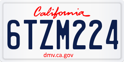 CA license plate 6TZM224