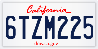 CA license plate 6TZM225