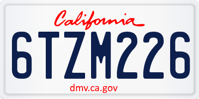 CA license plate 6TZM226