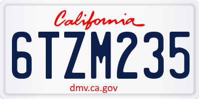 CA license plate 6TZM235