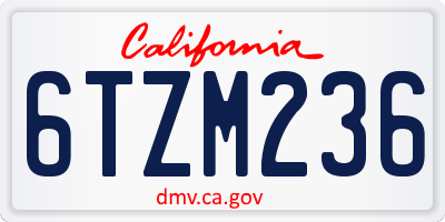 CA license plate 6TZM236