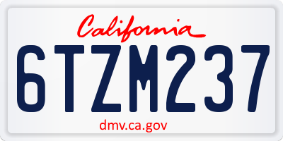 CA license plate 6TZM237