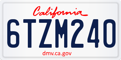 CA license plate 6TZM240