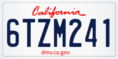 CA license plate 6TZM241