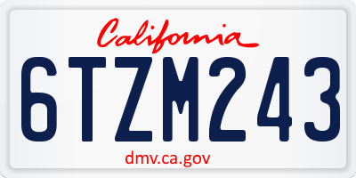 CA license plate 6TZM243