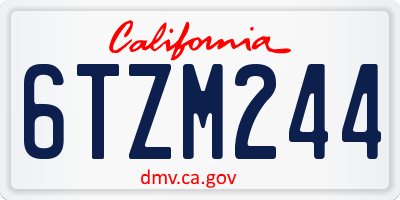 CA license plate 6TZM244