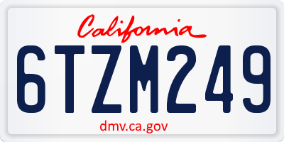 CA license plate 6TZM249
