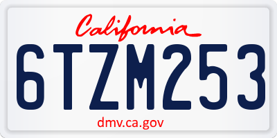 CA license plate 6TZM253