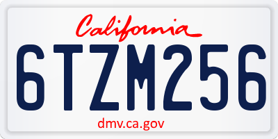 CA license plate 6TZM256