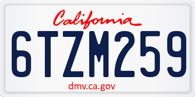 CA license plate 6TZM259