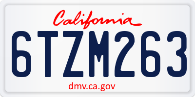 CA license plate 6TZM263