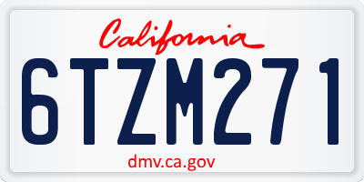 CA license plate 6TZM271