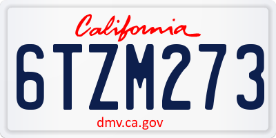 CA license plate 6TZM273