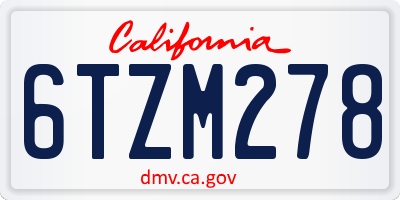 CA license plate 6TZM278