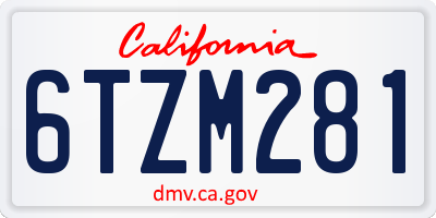 CA license plate 6TZM281