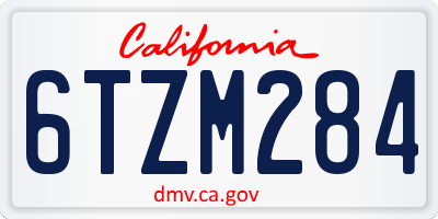 CA license plate 6TZM284