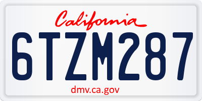 CA license plate 6TZM287