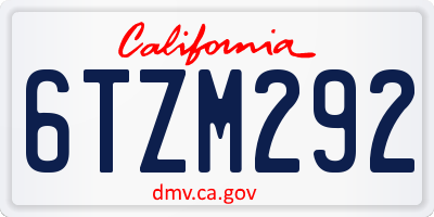 CA license plate 6TZM292