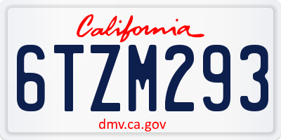 CA license plate 6TZM293
