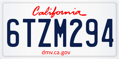 CA license plate 6TZM294