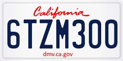 CA license plate 6TZM300