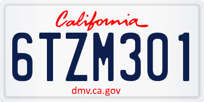 CA license plate 6TZM301
