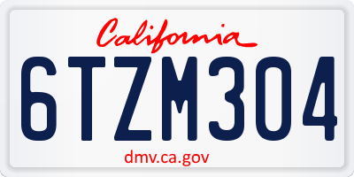 CA license plate 6TZM304