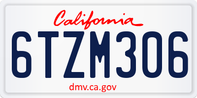 CA license plate 6TZM306