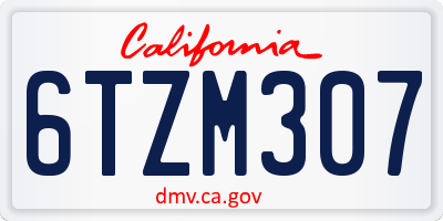 CA license plate 6TZM307