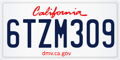 CA license plate 6TZM309
