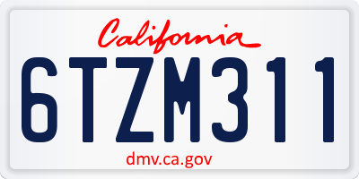CA license plate 6TZM311