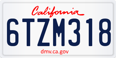 CA license plate 6TZM318