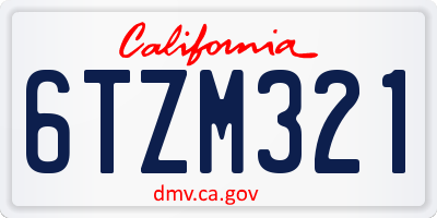 CA license plate 6TZM321