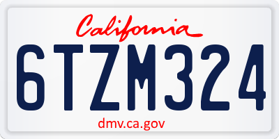 CA license plate 6TZM324