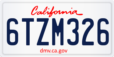 CA license plate 6TZM326