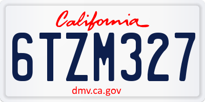 CA license plate 6TZM327