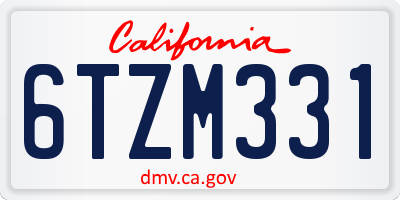 CA license plate 6TZM331