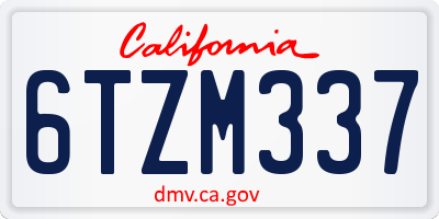 CA license plate 6TZM337