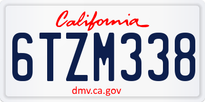 CA license plate 6TZM338