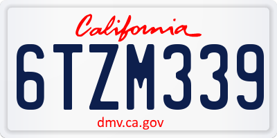 CA license plate 6TZM339