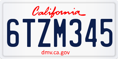 CA license plate 6TZM345