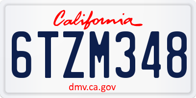 CA license plate 6TZM348